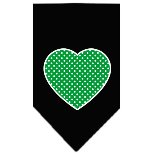Green Swiss Dot Heart Screen Print Bandana Black Small